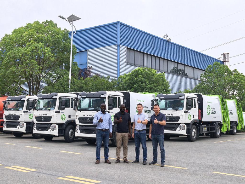 Senegal customer Mr Sheriffo visiting and inspection HOWO compactor trucks Senegal customer Mr Sheriffo visiting and inspection HOWO compactor trucks